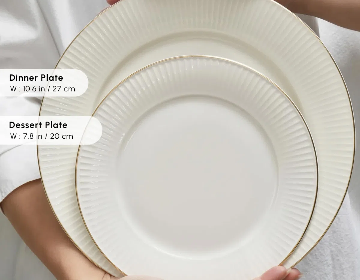 Karaca Stream Bone China Massimo Tafelservice 24-teilig für 6 Personen - eleganter Goldrand - Premium Bone China Geschirr