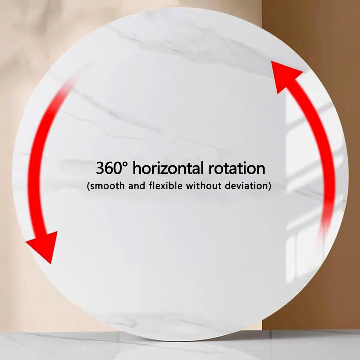 Lazy Susan Drehteller aus Steinplatte, rund, Marmorstruktur, Serviertablett, leicht zu reinigen, für Esstisch, mehrfarbig, 100 cm