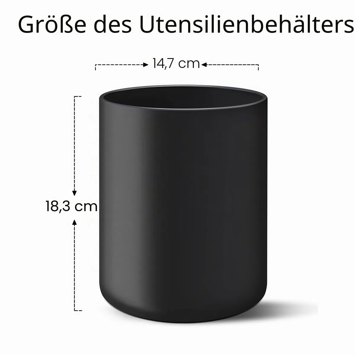 Latchhook Extra großer Utensilienhalter für Küchentheke, 18.3 cm, mattschwarz, Keramik-Utensilien-Topf für Arbeitsplatte, moderner Spatel, leicht zu reinigen für Dekoration, 18.2x14 cm