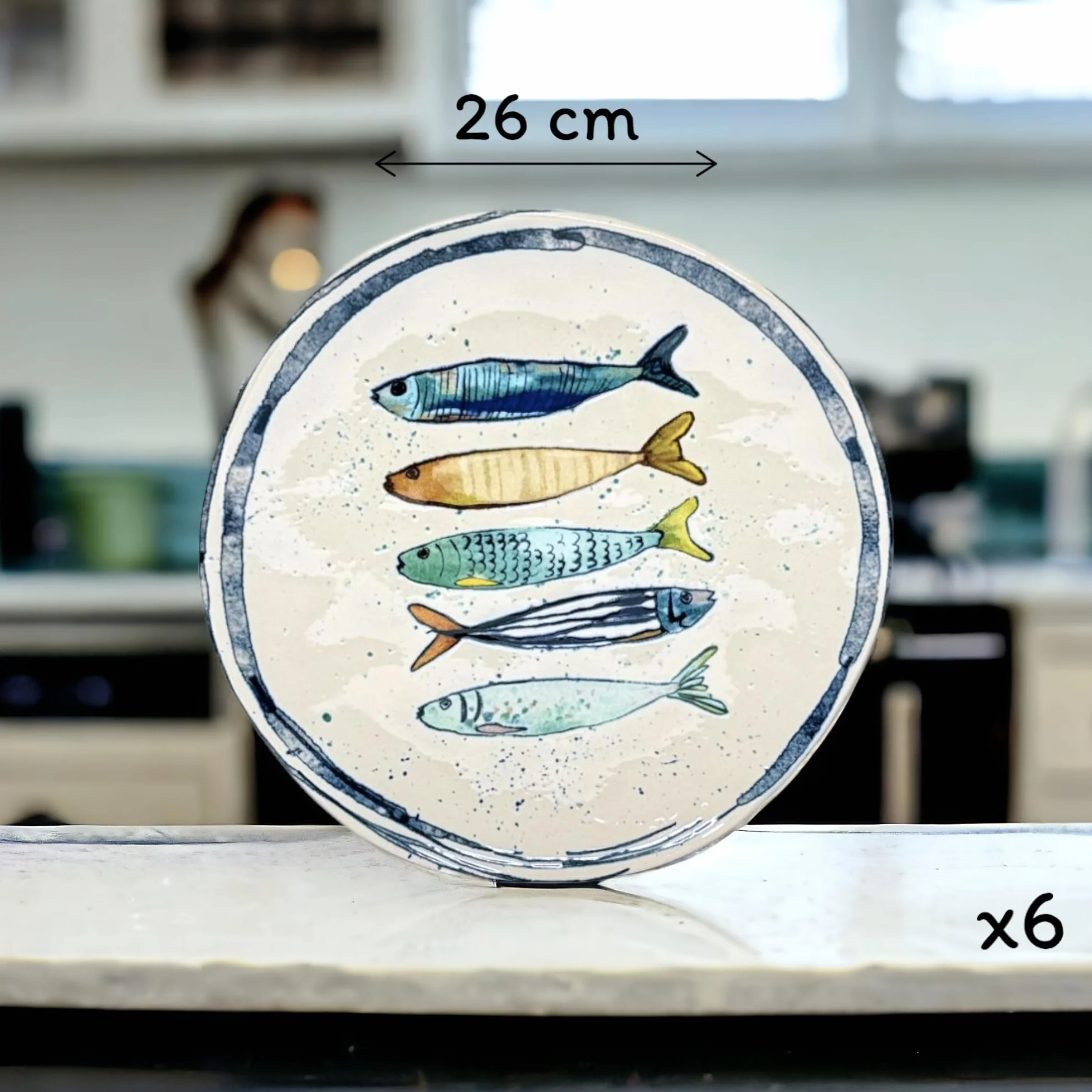 La Mediterránea - Geschirr-Set (18 Teller für 6 Personen, 26 cm, Dessertteller 20 cm, ausgehöhlt für Suppe oder Salat, 20 x 5 cm)
