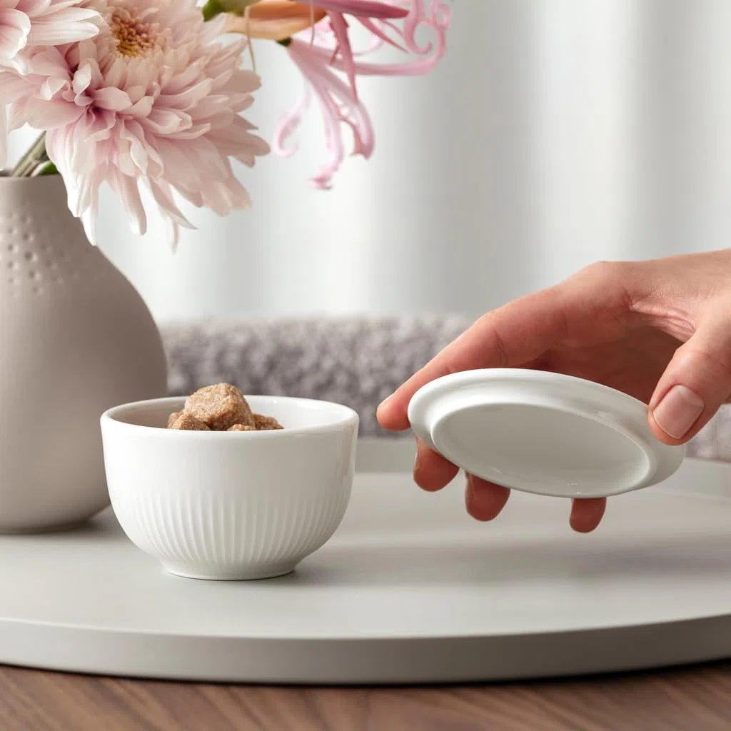 Villeroy & Boch - Afina Zuckerdose 2-teilig 9 cm Weiß, Spülmaschinenfest, Mikrowellensicher, Zuckerdose mit Deckel, Zucker Behälter, Aufbewahrung, Geschirr, Premium Porzellan