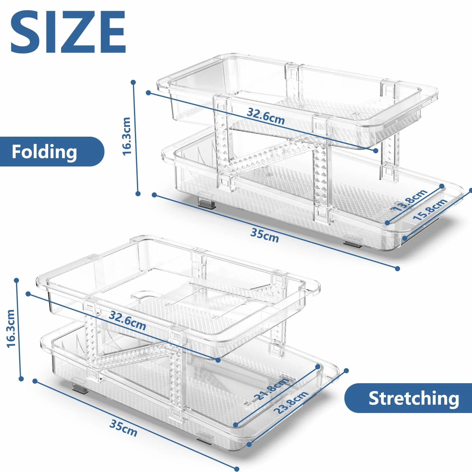 Einstellbar Kühlschrank Organizer Dosen, Doppelschicht Dosenspender Verstellbarer Breite Dosenhalter Kühlschrank für 250ml/330ml/1L Getränkedosen Bier Sprudel Soda - Transparent