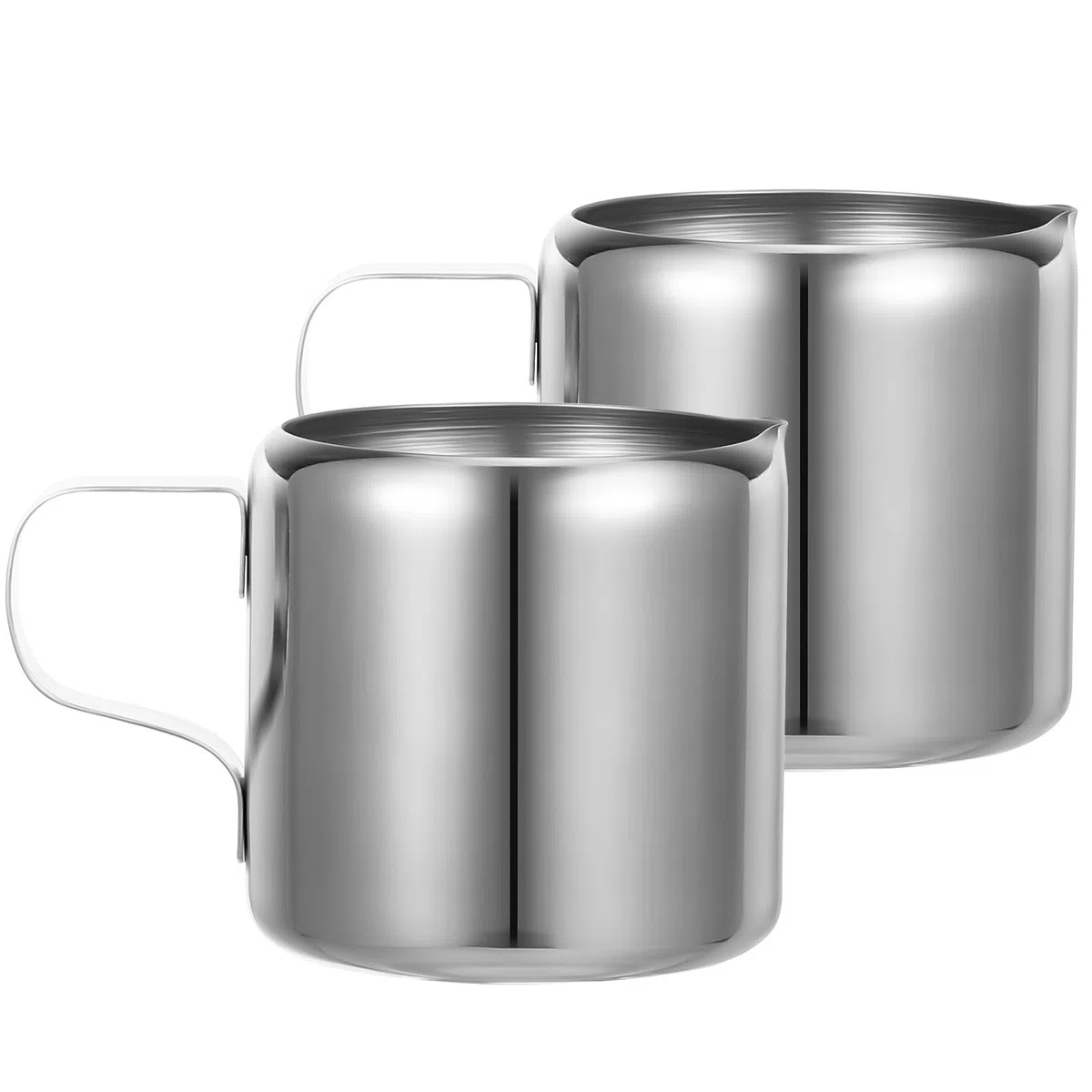 HEMOTON 2 Stücke 60ML Mini Milchkännchen Edelstahl Espresso Kännchen Milchschaumkännchen Espresso Milch Aufschäumen Krug Kaffeetasse Milchkanne Sahnekanne Milchkaffee Krug für Milch Soja Kaffee