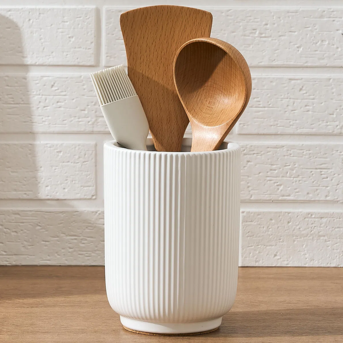 15,8 cm (H) Utensilienhalter für Küchentheke, nordischer minimalistischer Stil Kochutensilien-Halter und Topf Küchendekoration für Zuhause, Keramik-Utensilienorganizer für Spatel, Schöpflöffel
