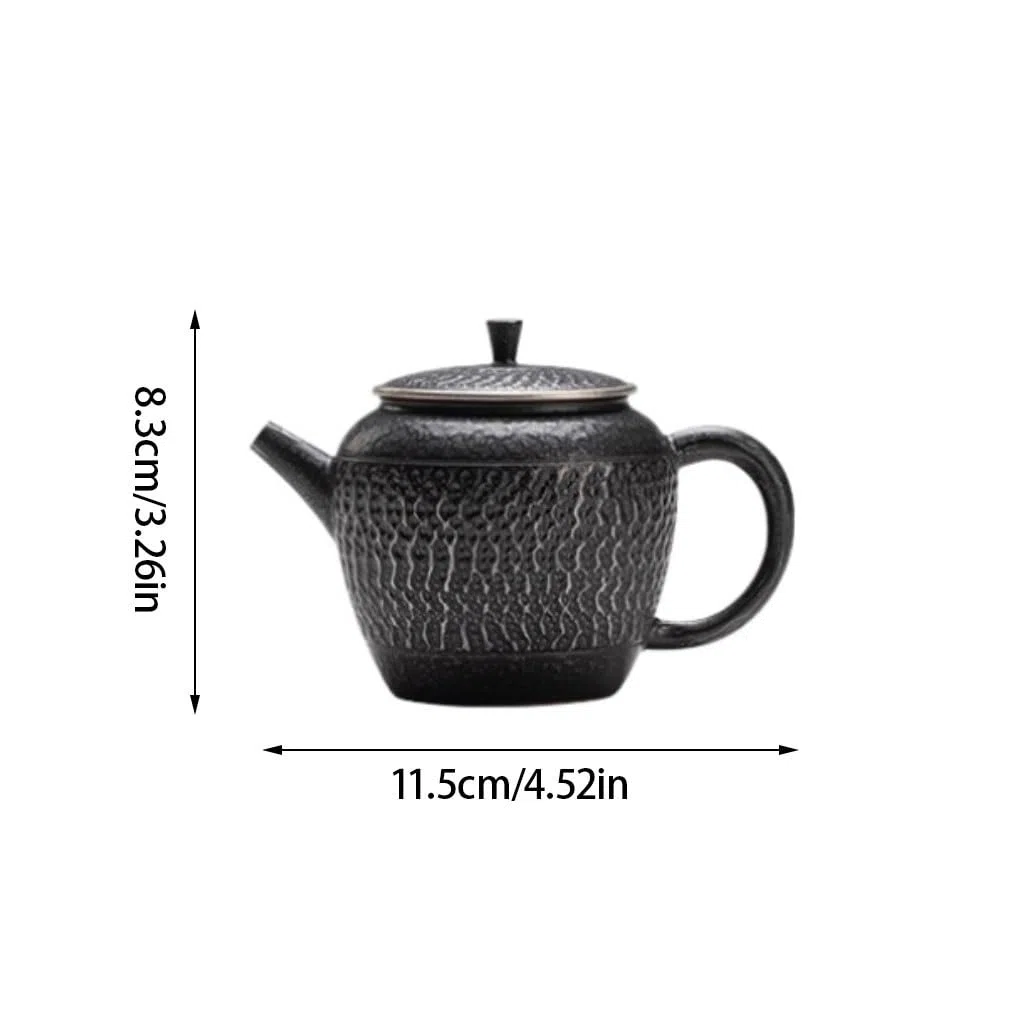 Teekanne aus Steingut, handgefertigte Teekanne, Teekanne für Zuhause oder Büro, Schwarze Kaffeekanne, geeignet für Reisen, Zuhause und Outdoor-Aktivitäten