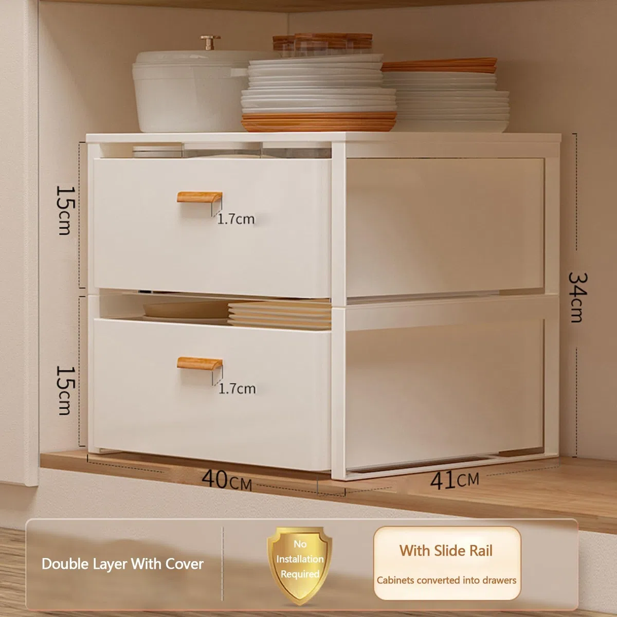 Generisch Schrank Ausziehbarer Korb Slide out Drawer Pull out Cabinet Organizer Kitchen Schrank Ausziehbare Schublade Küche Teleskopschublade Küche Ohne Bohren