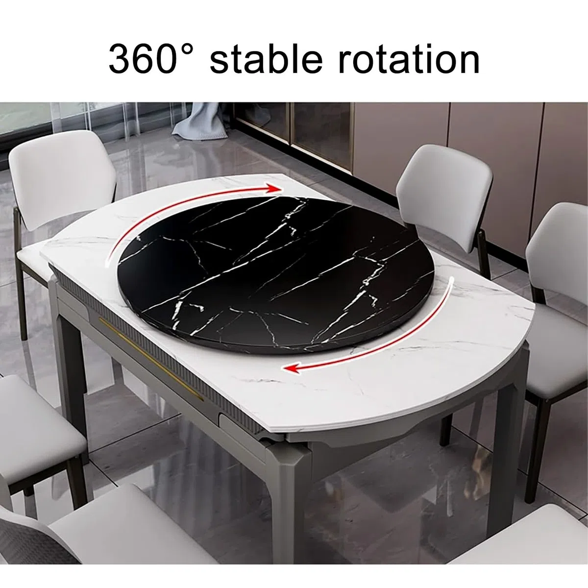 Lazy Susan runder Drehteller, Drehteller aus Steinplatte, Esstisch, leise Rotation (Gelb, 90 cm / 36)