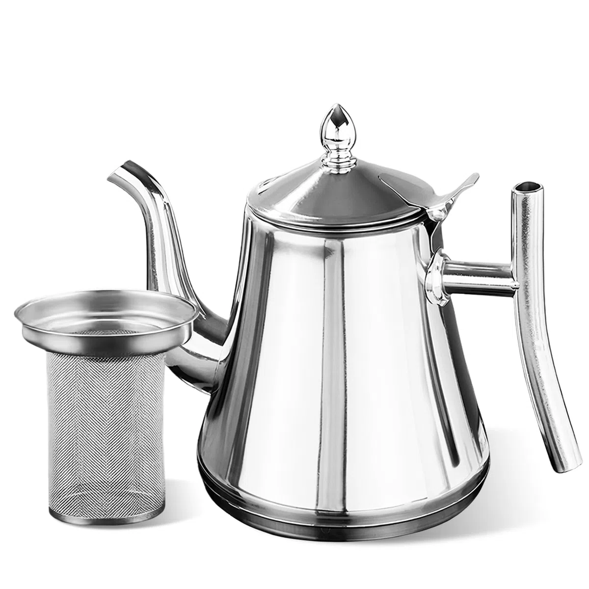 Teekanne Mit Siebeinsatz, Teekanne Edelstahl Mit Siebeinsatz, Doppelwandige Kanne Mit Deckel, Tee Kanne, Teapot, Teebereiter Für Induktionsherd Elektrischer Keramikherd Gasherd 1 L