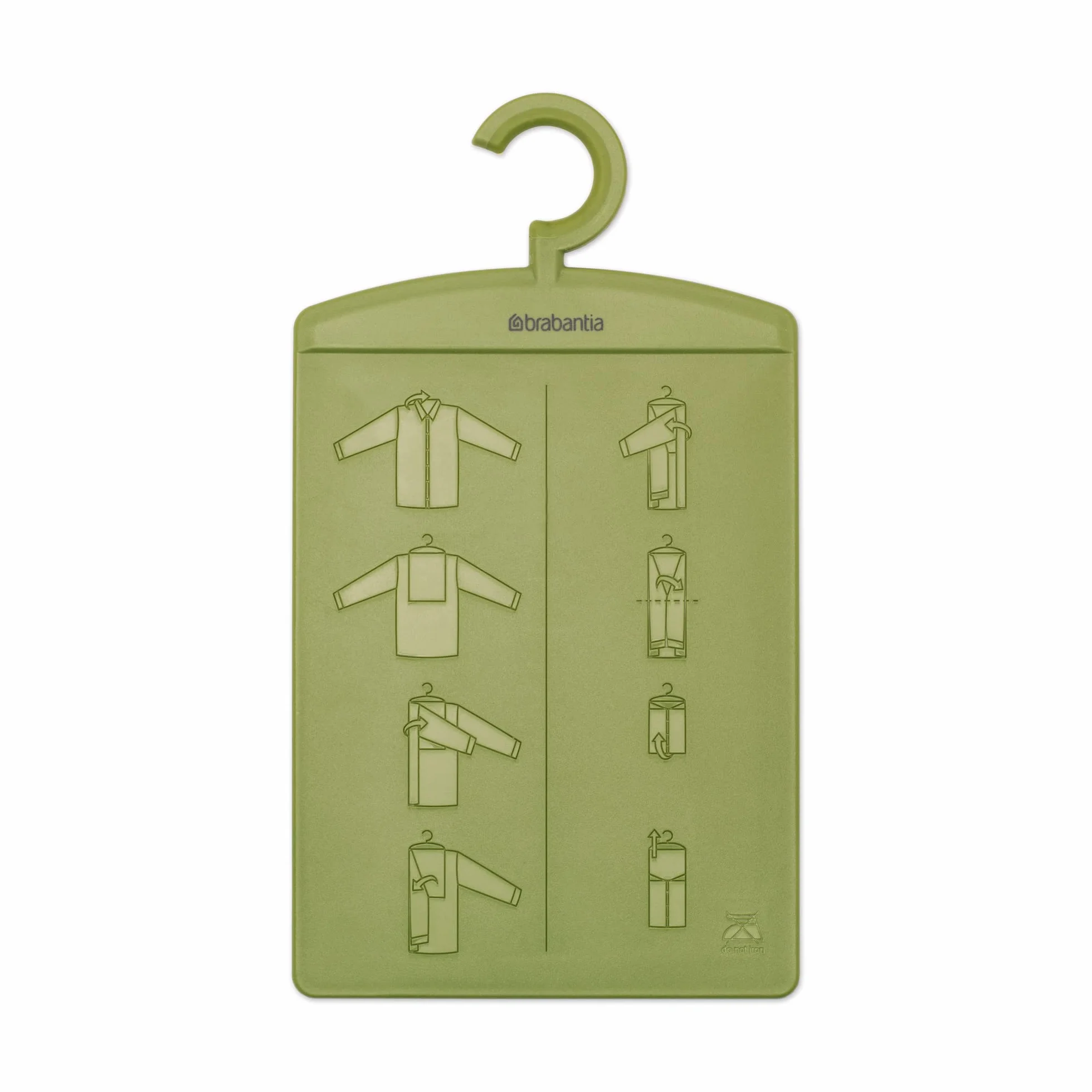 Brabantia - Faltbrett - Kleiderfaltbrett - Einfacher Tischordner - für T-Shirts & Pullover - mit Haken zum Aufhängen - Garderobenzubehör - Kleiderorganisator - Calm Green - 38,2 x 0,5 x 21,3 cm