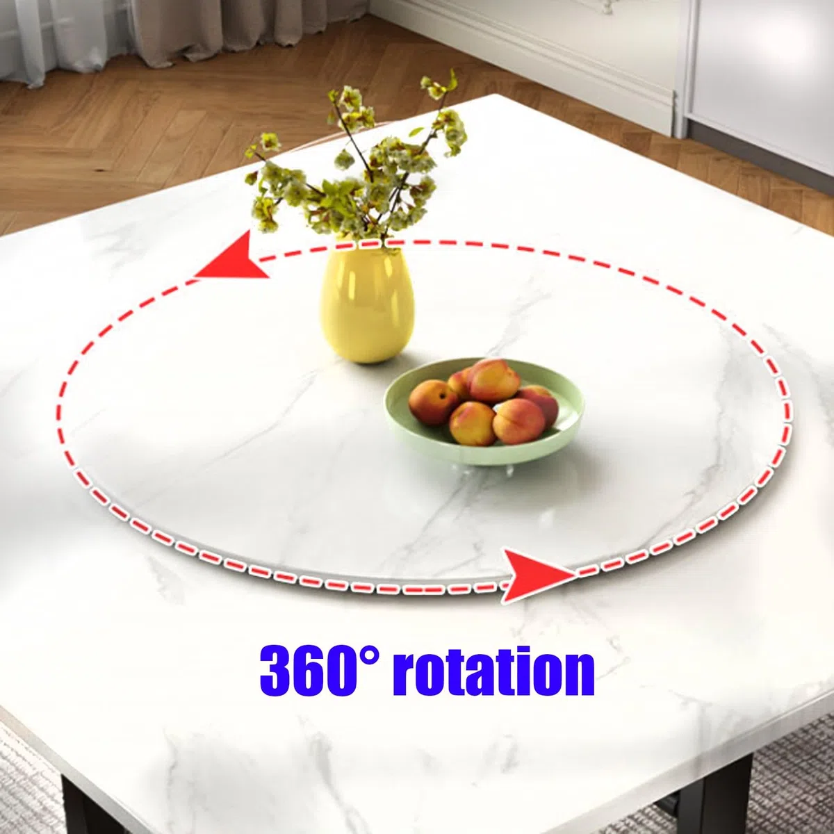 Lazy Susan Drehteller aus Holz, 61 cm, drehbares Serviertablett für Esstisch, Küchenarbeitsplatte, perfekt für Unterhaltung, Partys und Versammlungen (schwarz)