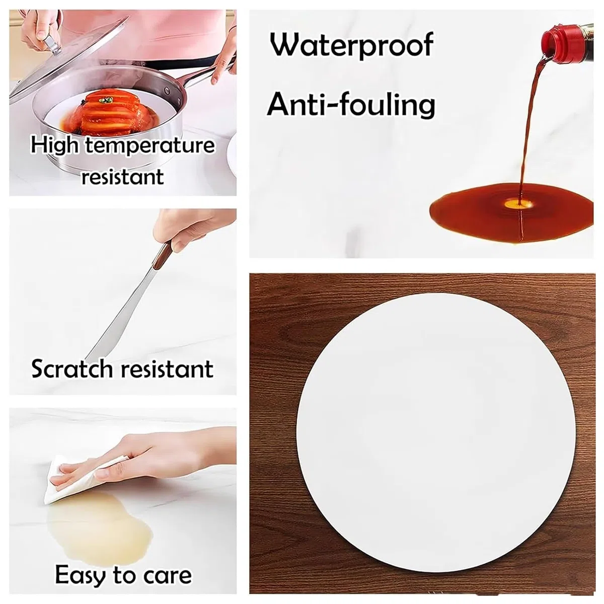 Lazy Susan Drehteller aus Steinplatte, rund, Marmorstruktur, Serviertablett, leicht zu reinigen, für Esstisch, mehrfarbig, 100 cm