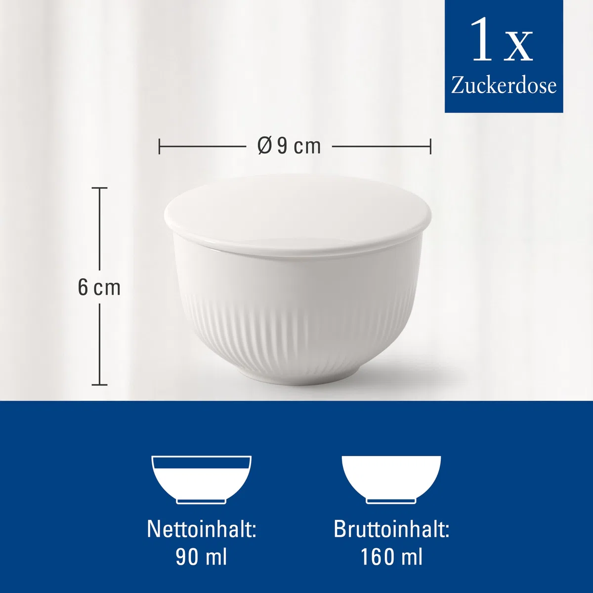 Villeroy & Boch - Afina Zuckerdose 2-teilig 9 cm Weiß, Spülmaschinenfest, Mikrowellensicher, Zuckerdose mit Deckel, Zucker Behälter, Aufbewahrung, Geschirr, Premium Porzellan