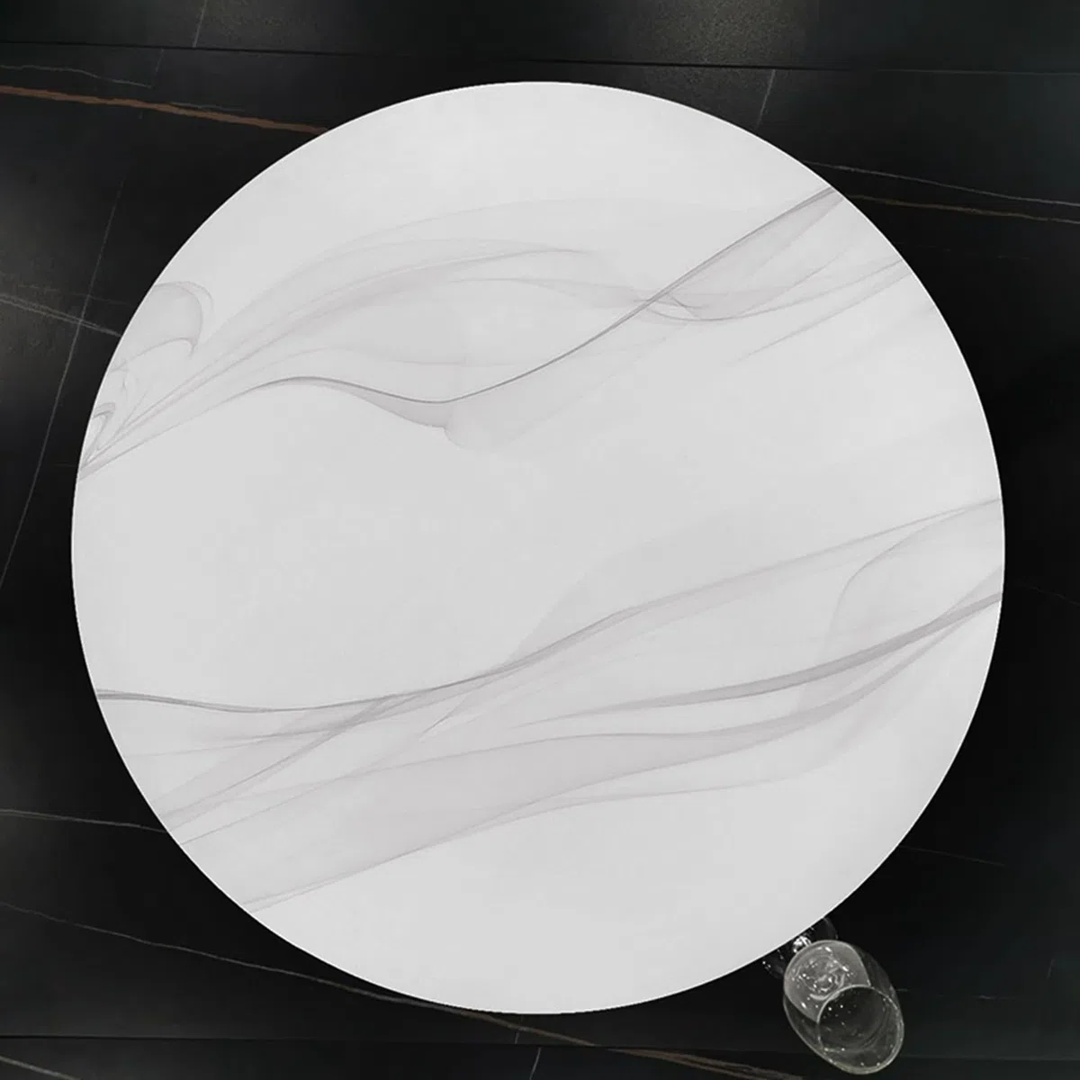 Lazy Susan runder Drehteller, Drehteller aus Steinplatte, Esstisch, leise Rotation (Weißgrau, 80 cm / 32)