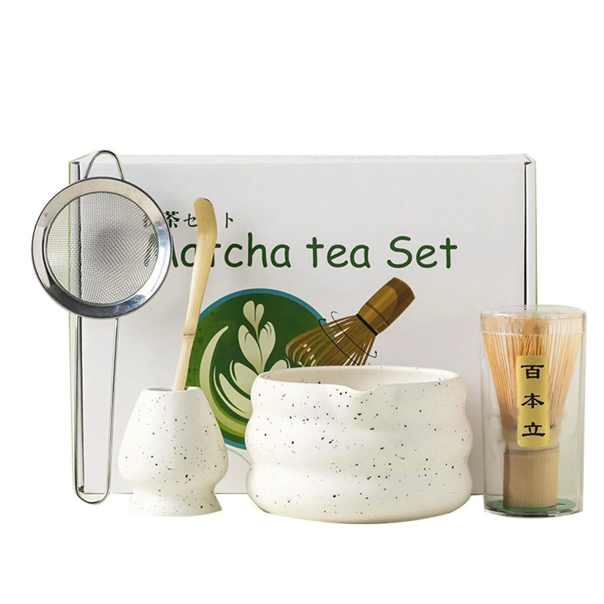 Premium Matcha Set – Matcha Schale, Bambusbesen und Matcha-Löffel Filterlöffel Matcha Set– Vollständiges Matcha Tea Set für Traditionelle Japanische Teezeremonie