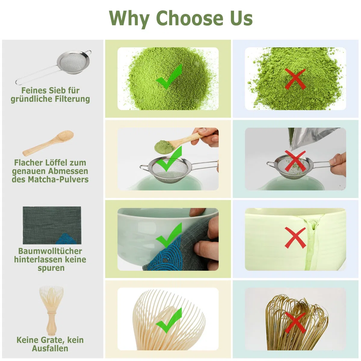 Zingbee Matcha Set 9-Teiliges Matcha Schale mit Ausgieße Matcha Besen Set inklusive Matcha Whisk*1 Matcha Besen Halter*1 Matcha Sieb*1 Matcha Löffel*2 Matcha Tasse*2 matcha set grün