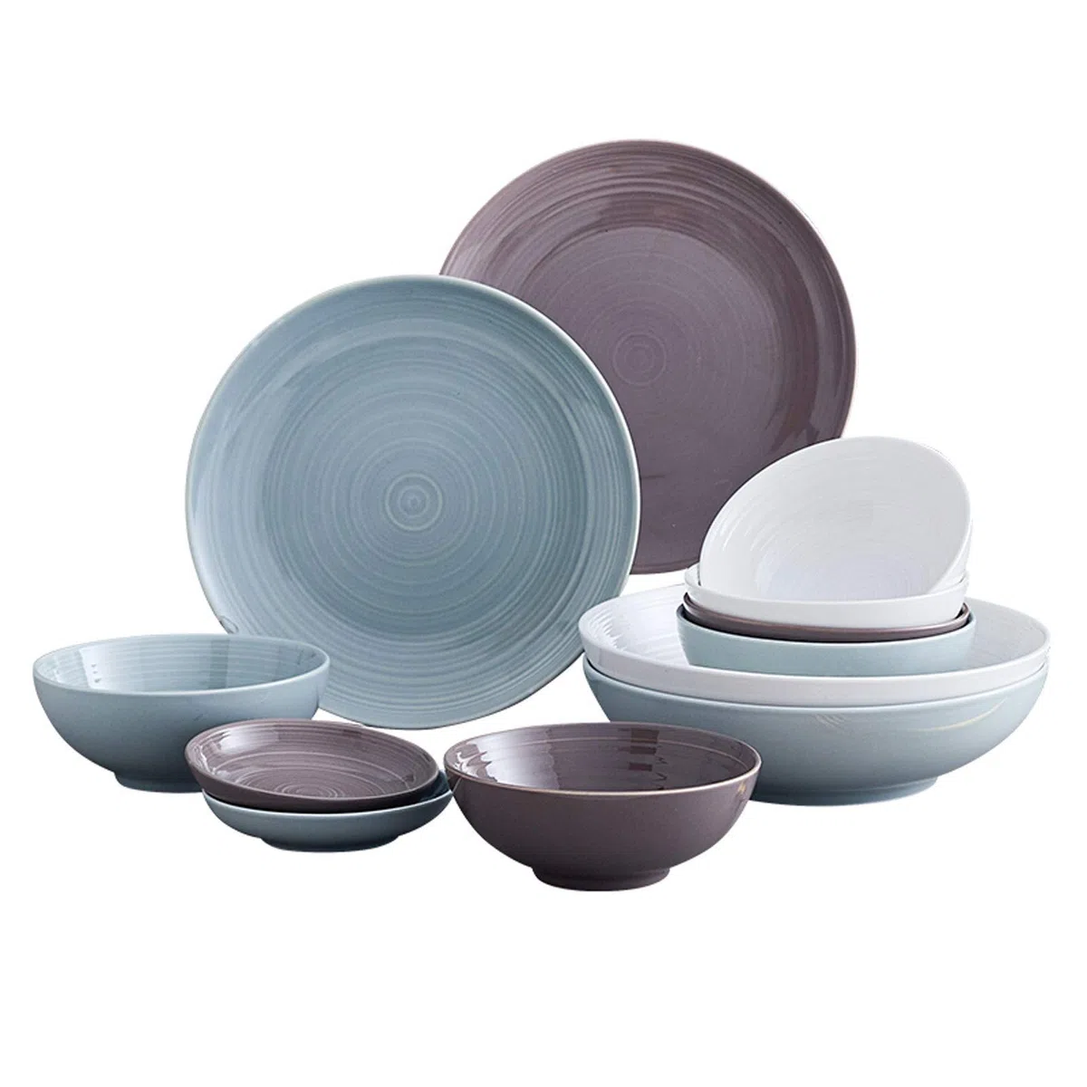 Tafelservice, Keramik-Geschirrset, 18-teilig, Porzellan-Geschirrservice mit Heller Glasur | Geschenkbox, Müslischale und Steakteller der Nordic-Serie als Hochzeitsgesche
