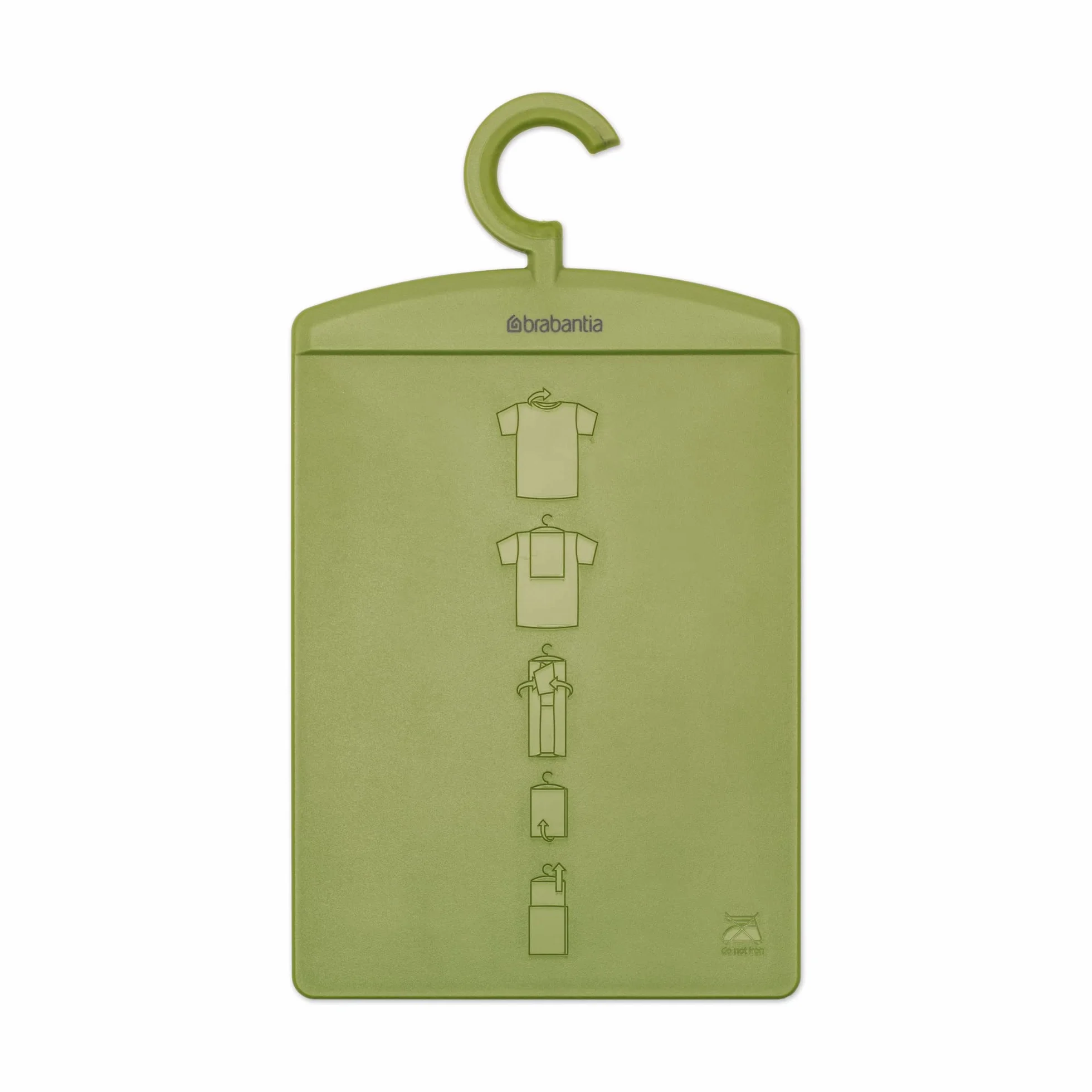 Brabantia - Faltbrett - Kleiderfaltbrett - Einfacher Tischordner - für T-Shirts & Pullover - mit Haken zum Aufhängen - Garderobenzubehör - Kleiderorganisator - Calm Green - 38,2 x 0,5 x 21,3 cm