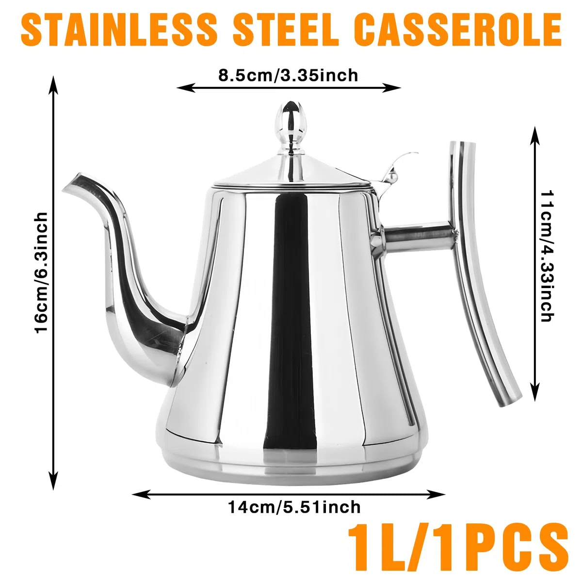 Teekanne Mit Siebeinsatz, Teekanne Edelstahl Mit Siebeinsatz, Doppelwandige Kanne Mit Deckel, Tee Kanne, Teapot, Teebereiter Für Induktionsherd Elektrischer Keramikherd Gasherd 1 L