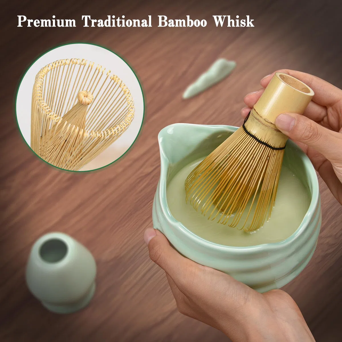 Matcha Besen Set Matcha Kit: 7 Stück Matcha Set mit Matcha Schale, Matcha Besen, Matcha Besenhalter, Schaufel, Sieb, Japanische Teezeremonie, Matcha Tea Set, Geschenk für Matcha Teeliebhaber (Grün)