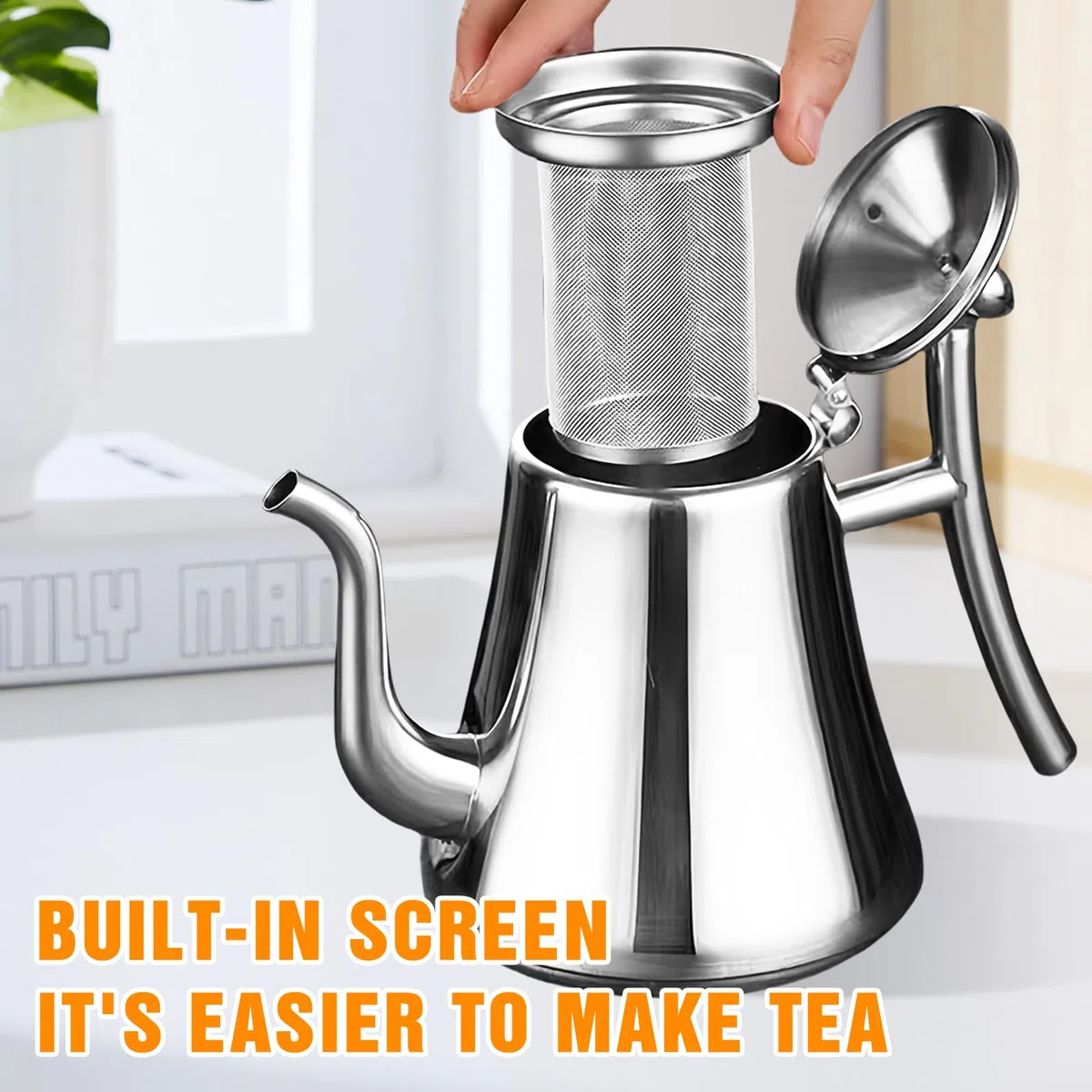 Teekanne Mit Siebeinsatz, Teekanne Edelstahl Mit Siebeinsatz, Doppelwandige Kanne Mit Deckel, Tee Kanne, Teapot, Teebereiter Für Induktionsherd Elektrischer Keramikherd Gasherd 1 L